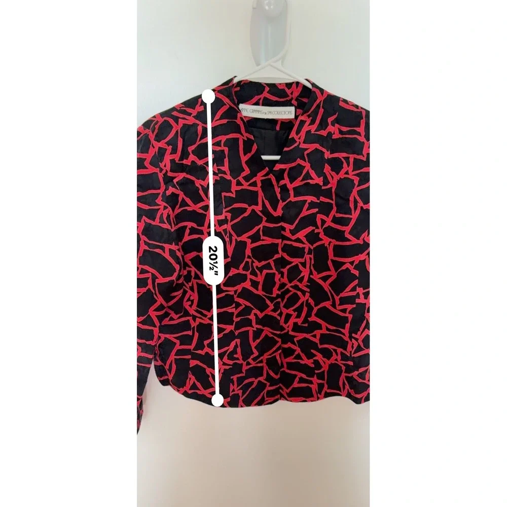 Anne Crimmins‎ for Umi Collections Red Black Silk Geometric Skirt Suit Set 10P